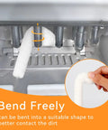 Ten Piece Ice Maker Cleaning Brush Set With Scrub Sponge And Bendable Elbow Right Angle in ice maker crevice cleaning view