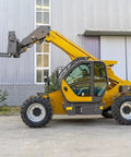 Heavy Duty Telescopic Handler Forklift Featuring Nineteen Meter Intelligent Boom Extension And Integrated Load Moment Indicator side view with extended boom.
