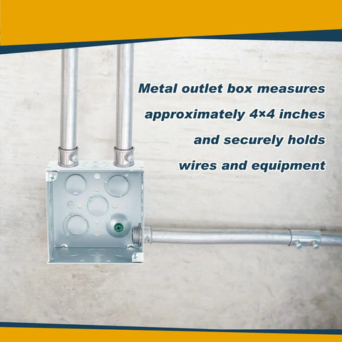 Installed Eight Pack 4x4 Inch Metal Electrical Junction Boxes 2-1/8 Inch Deep Square Silver Galvanized Steel for Wiring