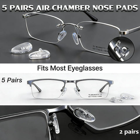 Five Pairs Of Air Chamber Silicone Eyeglasses Nose Pads 15x8mm Upgrade Replacement Kit with screw in pads and screwdriver