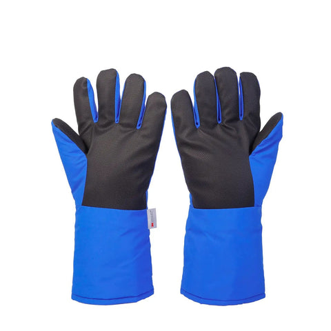 Four Layer Cryogenic Gloves For Liquid Nitrogen Handling And Cold Storage Safety Extreme Low Temperature Protection From Minus 196 To 148 Celsius Black Mid Arm Length Durable Lab Grade Protective Gloves For Ice Bath And Industrial Use shown front view