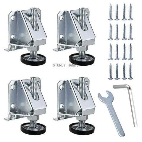 Adjustable Furniture Leveling Feet Set For Sofas Tables Chairs 20Pcs Heavy Duty Leg Levelers With Rotatable Thread Design And Wide Bearing Base To Prevent Scratches And Slippage On Uneven Floors, metal set with screws and wrench