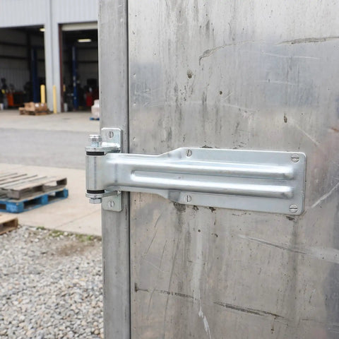 Built Tough Heavy Duty Vehicle Door Hinge For Utility And Semi Trailers With Anti Corrosion Finish Keeps Cold Storage Temperature Stable And Is Ideal For Freezers, Refrigerated Vehicles, And Garage Door Replacements on metal trailer door