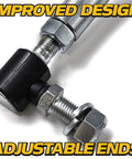 Beefed Up Adjustable Steering Drag Link Set for Lawn Tractors Husqvarna Compatible LH and RH Ends for Precise Wheel Alignment Toe In Toe Out 360 Degree Crimp 50 Percent Stronger 4130 Steel With Zinc Coating Includes Plastic Wear, adjustable ends