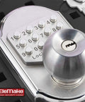 Close-up of Stainless Steel 304 Mechanical Door Lock With Keypad And Deadbolt No Battery Needed Lock By Turning Knob Or Using Key Passcode