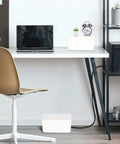 Mini Cable Management Box For Home Theater Office Or Dorm Hide Those Cables Fast With A Simple Wrap Wire Concealer Cord Cover And Organizer Keeps Your Space Clean Safe And Playable In White under desk