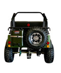 Rear view of 125cc Go Kart For Young Adults And Teens 16 Plus With Semi Automatic Transmission And Reverse For A Smooth Ride Army Green