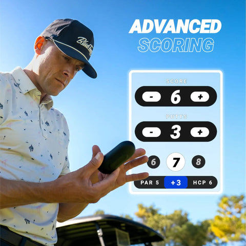 Golfer using Ringer Magnetic Golf GPS Handheld With Touch Screen Display for advanced scoring outdoors