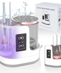 3 In 1 Electric Makeup Brush Cleaner Machine With Dryer Holder Portable USB Cleaner Tool For All Size Beauty Brushes Eyeshadow And Blush Brush Set Quick Spin Clean No Sweat Home Studio Must-Have in use with water splashes