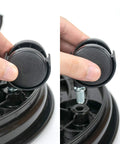 Detail of secure brake lock installation for Three Piece Plant Dolly Set Heavy Duty Resin Base Smooth Rolling Universal Wheels.