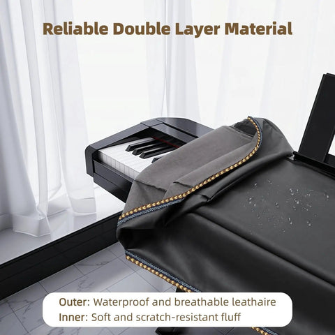 88 Key Piano Keyboard Cover Leather Luxury Soft Digital Dust Cover Waterproof Dustproof Protective Shield Fits Most 88 Keys