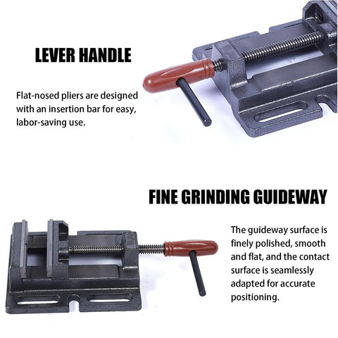 Heavy Duty Bench Vise for Woodworking Pros That Grips Tight Like Crazy For Pipe Cutting And Wood Projects With Solid Iron Construction For Serious Repair Work Every Weekend DIYer Needs This 6 Inch Portable Clamp Tool Today featuring lever handle and fine grinding guideway.