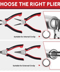 Heavy Duty Snap Ring Pliers Set 4 Piece 7 Inch Circlip Pliers Kit With Internal And External Pliers Straight And Bent Jaws For Auto Repair And DIY CR V Steel Spring Loaded With Storage Pouch.