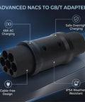 Heavy Duty Plug And Play Nacs To Gbt Ev Charging Adapter 48a Ac Slow Charge weather tough, black design with multiple charging ports.