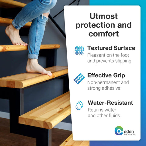 Clear Non Slip Stair Treads For Wooden Steps Indoor With Roller 15 PCS Pre Cut Peel And Stick Anti Slip Strips in use