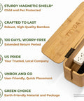 Bamboo Cable Management Box For Up To Two Power Strips, Hides Cords And Surge Protectors, Keeps Kids Safe, Neat TV And Desktop Cables