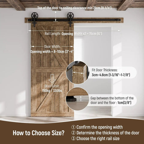 7.5Ft Heavy Duty Sliding Barn Door Hardware Kit With Quiet Smooth Operation For 45 Inch Door Panels installed view