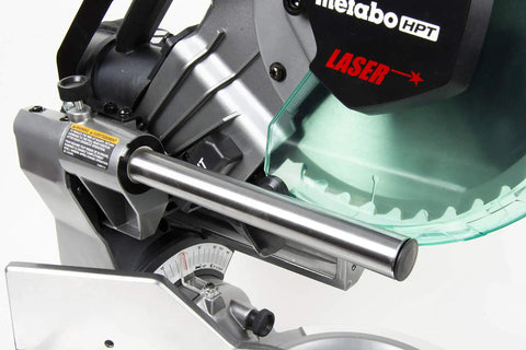 Close-up of MultiVolt 36V Sliding Miter Saw With 10 Inch Blade Dual Bevel Battery And Charger Included Cordless Or AC Powered