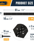 Rock Solid 24 Inch Matte Black Piano Hinge Continuous Stainless Steel 304 Heavy Duty Cabinet Hinges 2 Pack with size diagram