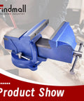 Beefy 8 Inch Swivel Bench Vise With Locking Base, Cast Iron Construction, Visible 360-Degree Rotation In Home Workshop