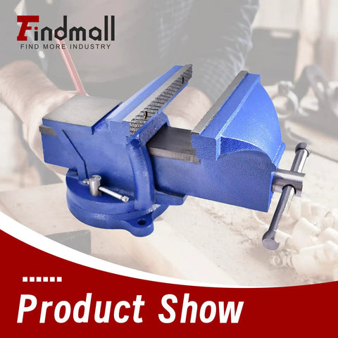 Beefy 8 Inch Swivel Bench Vise With Locking Base, Cast Iron Construction, Visible 360-Degree Rotation In Home Workshop