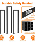 Heavy Duty U Shaped Staircase Handrail For Indoor And Outdoor Use At Three Foot Height with galvanization details.