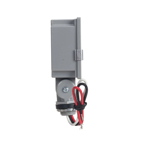 Side view of the Outdoor 120 Volt Swivel Mount Photocontrol With Light Adjustment Bar for auto dusk to dawn exterior lighting, compatible with incandescent, CFL, halogen, and LED.