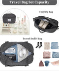 Travel Duffel Bag For Women With Weekender Style, Carry On Friendly, Includes Separate Toiletry Bag And Adjustable Strap.