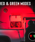 Person using 1000 Lumen Waterproof USB C Rechargeable LED Headlamp With Red And Green Light Modes on a vehicle at night.