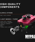 Internal components of MyPal Rechargeable Keychain Flashlight And Personal Alarm 400 Lumens 7 Light Modes 115 DB Alarm Waterproof
