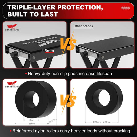 Beefy Heavy Duty Motorcycle Scissor Lift Jack 1100 Lbs Capacity With Upgraded M16 Screw And Dual Reinforcement Shafts durability comparison