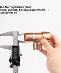 Digital Caliper 12 Inch Stainless Steel Measuring Tool With Extra Large Display measures copper pipe fitting.