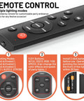 Remote control for Disco Ball Light Party Lamp With Sunset Mode showing 6 working modes and 5 DIY buttons