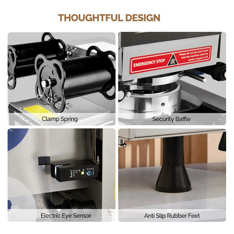 Detailed features of Fully Automatic Cup Sealing Machine With LCD Display For Bubble Tea And Coffee in electric silver finish
