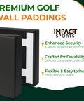 Solid Hit Different Golf Simulator Wall Padding Set High Density Acoustic Foam Panels Wrapped In Durable Pu Leather Faceplate, showing black padding with Velcro.