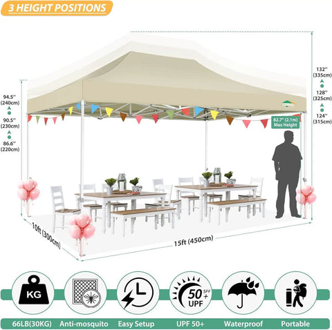 10 By 15 Heavy Duty Pop Up Canopy With Four Sidewalls And Mosquito Netting Easy Up Screen Tent for outdoor events
