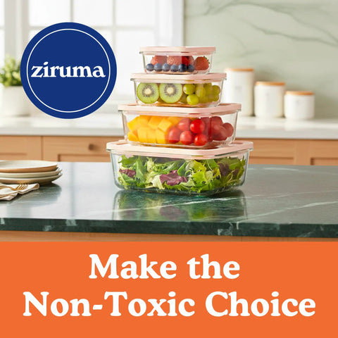 Non Toxic 35 Oz Glass Storage Containers With Lids For Plastic Free Meal Prep, Airtight Food Storage, Microwave and Freezer Safe