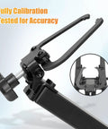 Close-up of Beefed Up Bike Wheel Truing Stand showing adjustment mechanism for rim truing and maintenance, garage ready repair tool.