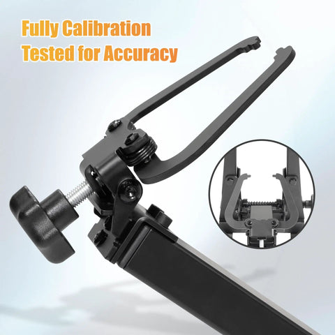 Close-up of Beefed Up Bike Wheel Truing Stand showing adjustment mechanism for rim truing and maintenance, garage ready repair tool.