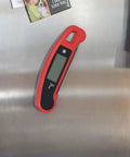 Instant Read Meat Thermometer with Ultra Fast Two Second Read Time, Auto Rotating Backlit Display, IP65 Water Resistant, red casing