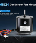 Premium Condenser Fan Motor 1/3 HP 1075 RPM 208 230V AC Replacement Component Featuring Copper Core Engineering, black unit with wires.