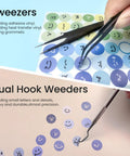 35-Piece All-In-One Weeding Tools Kit For Vinyl And Scrapbooking, tweezers and dual hook weeders used on smiley face stickers