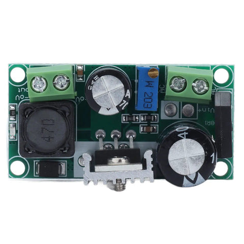 No Fuss Adjustable Dc Dc Power Supply Module Featuring Wide 5V To 48V Input Range And Smooth Step Down Output Up To 33V At 3 Amps with heat sink for DIY projects.