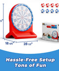 Inflatable Dart Board Pool Toy for Kids and Adults, Water Target Game Float Safe PVC, Backyard Beach Party Fun, Poolside Entertainment for Ages 6 to 12 and Up, Red, with darts and packaging shown.