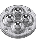 Caster Wheels, Castor Wheels 4Pcs Casters Universal Wheel 360° Rotation Stainless Steel Self Adhesive for Furniture Storage Box for Furniture top view of four casters.