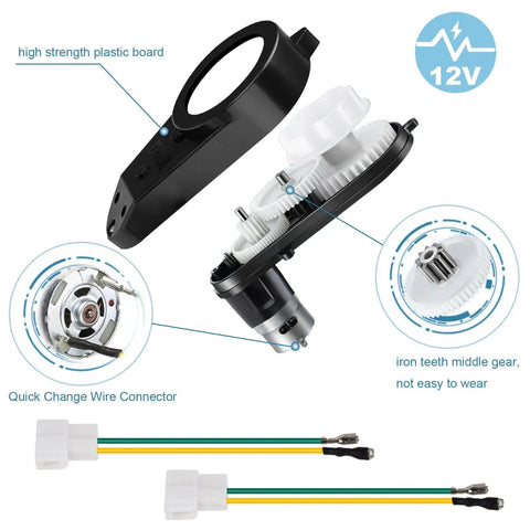 2 Pack 12V RS550 40000RPM High Speed Kids Ride On Car Motor Gearbox Electric Drive Engine Replacement shown with gears