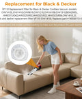 Woman using Black & Decker handheld vacuum with 12 Pack VF110 Vacuum Filter Replacement For Black And Decker Handheld Vacuums.
