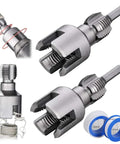 2 Piece Pipe Threader Kit With One Half And Three Quarter Inch Dies Electric Drill Compatible, showcasing dies and PTFE tape.
