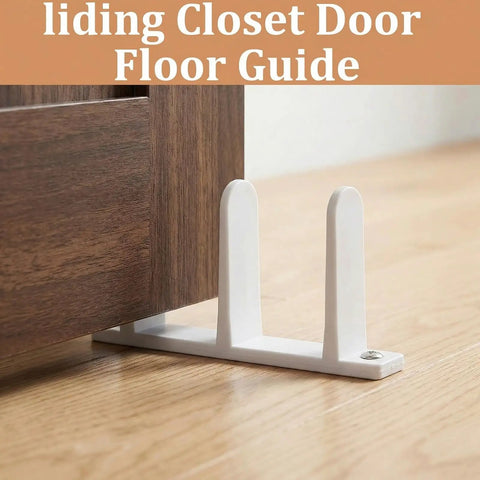 Four Pack Sliding Closet Door Floor Guide Set Built To Last With Universal ABS Bottom Guides Fit One And Three Eighths Inch Doors Complete Track Kit With Screws For Easy No Fuss Cabinet Installation White, white floor guide for sliding wood closet door