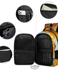 Interior view of Country Sunflower Landscape Unisex Backpack with large capacity, showing multiple pockets and storage compartments.